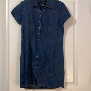 Blue Jean Dress with Brown Buttons
